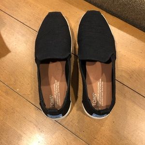 Toms black canvas heritage shoes slip on sz 7.5